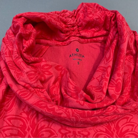 ATHLETA red cowl neck tunic length burnout top, women’s S. - Picture 4 of 8